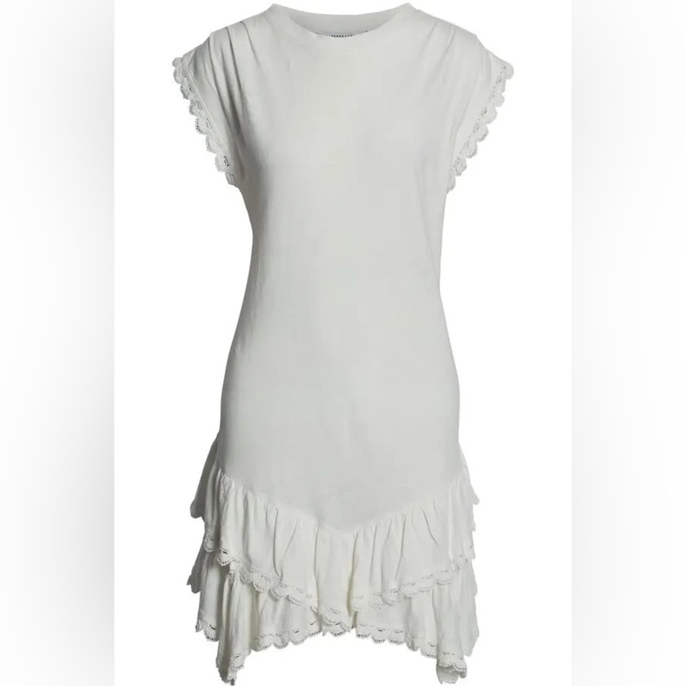 DEREK LAM 10 CROSBY Tiered Crochet-Trimmed Linen And Cotton-Blend Mini Dress